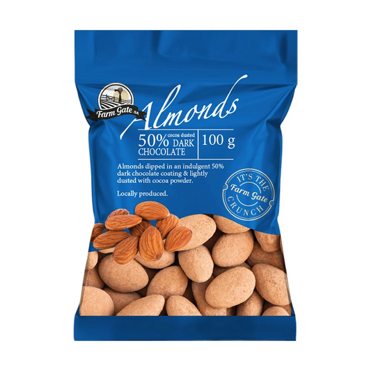 Farm Gate Cocoa Dusted Dark Chocolate Coated Almonds 100g 18/CS